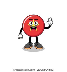 vietnam flag cartoon doing wave hand gesture , character design