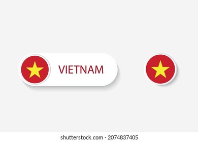 Vietnam flag Circle geometric shape in illustration of oval shaped word of vietnam. And Circle shape Vietnam. 