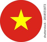 Vietnam Flag Circle Icon Round Button Shape Flat Vector Illustration Isolated for Social Media App Design