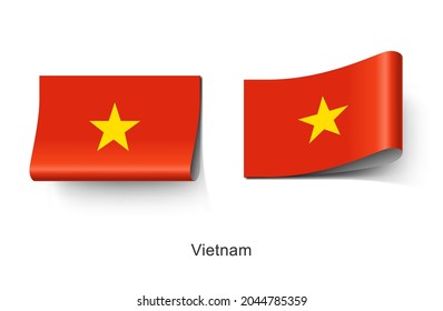Vietnam Flag Clothing Label Tag. Illustration Flag of Vietnam Country in Asia. Fabric Label Tag Concept Vector.