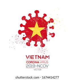 Vietnam flag with corona virus Symbol, (2019-nCoV), vector illustration.