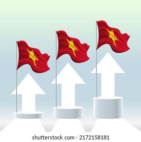 Vietnam flag. The country is in an uptrend. Waving flagpole in modern pastel colors. Flag drawing, shading for easy editing. Banner template design.