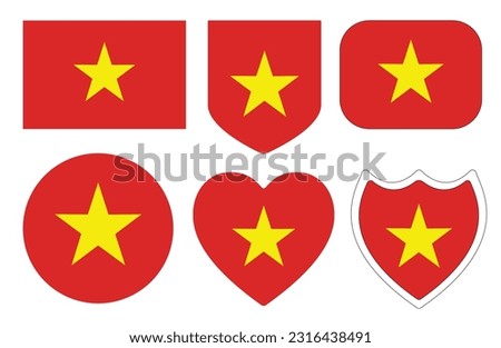 Vietnam flag in a design shape set. Flag of Vietnam in a design shape set.