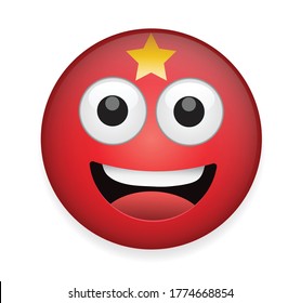 Vietnam flag face vector illustration.High quality emoticon vector on white background.Emoji vector.Flag emoticon.Flag emoji.