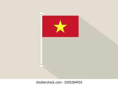 Vietnam Flag with flagpole,vector illustration