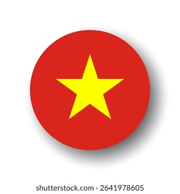 Vietnam flag - flat vector circle icon or badge with dropped shadow.