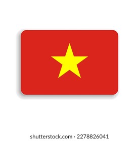 Vietnam flag - flat vector rectangle with rounded corners and dropped shadow.