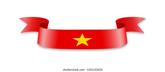 Vietnam flag in the form of wave ribbon. Vector illustration.