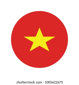 vietnam Flag in glossy round button of icon. vietnam emblem isolated on white background. National concept sign. Independence Day. Vector illustration.