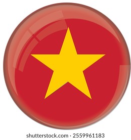 Vietnam flag with glossy rounded button for football team and national emblem	