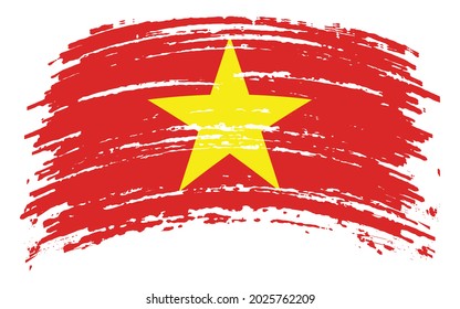 Vietnam flag in grunge brush stroke, vector image