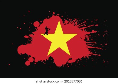 Bandera Vietnamita Con Diseño De Efecto Grunge. Se utilizará para los gráficos de camisetas, la impresión, el afiche y el fondo.
