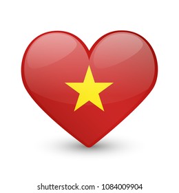 Vietnam Flag Heart Love Emoji Icon Object Symbol Gradient Vector Art Design Cartoon Isolated 