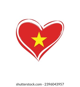 Vietnam flag with a heart shape, isolated on a white background for Vietnam Independence Day. Vector illustration.