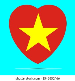 Vietnam Flag In Heart Shape Vector