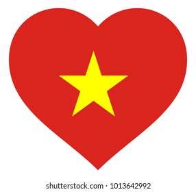 vietnam flag in heart vector illustration sign. Flag of vietnam in the shape of Heart with contrasting contour, symbol of love for his country or valentine day, patriotism.