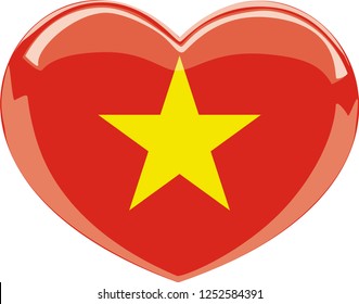 Vietnam flag in a Heart vector, sticker