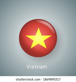 Vietnam flag icon circle 3d gradient isolated