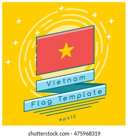 Vietnam Flag  : Flag Icon With Festive Background : Vector Illustration