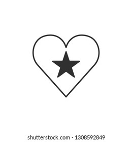 Vietnam flag icon in a heart shape in black outline flat design. Independence day or National day holiday concept.