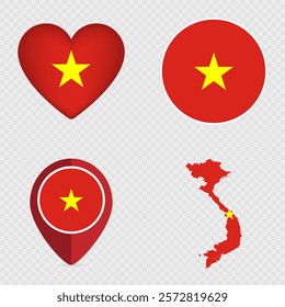 Vietnam Flag Icons Pack. Vector illustration.