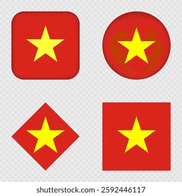 Vietnam Flag Icons Pack. Vector illustration.
