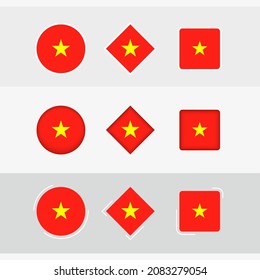 Vietnam flag icons set, vector flag of Vietnam. Three versions of icon.