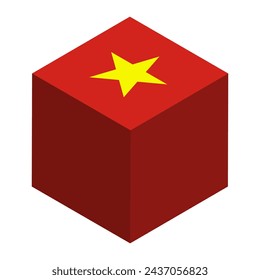 Vietnam flag - isometric 3D cube isolated on white background. Vector object.