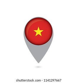 Vietnam flag location map pin icon on white background. Vector Illustration.