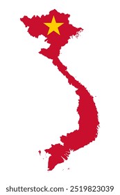 Ilustración vectorial de contorno del mapa de la bandera de Vietnam