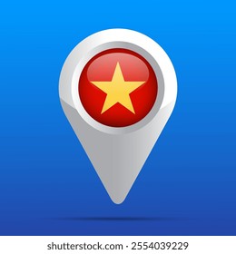 Vietnam Flag Map Icon. Glossy icon. 3D. Vector Illustration.