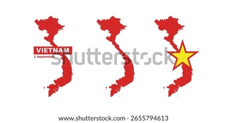 vietnam flag and map set. vietnam flag in official colors and proportions, map