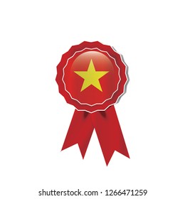 Vietnam flag medal vector design.  Realistic 3D red color
