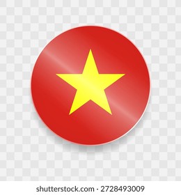 Vietnam Flagge auf Knopfdruck glänzend Glas
