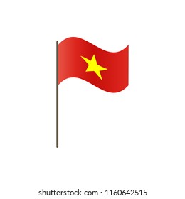 Vietnam flag on the flagpole. Official colors and proportion correctly. Waving of Vietnam flag on flagpole, vector illustration isolate