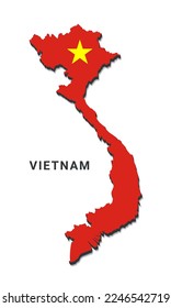 Bandera de Vietnam en la ilustración de vectores de mapas