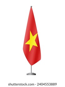 Vietnam flag on flag stand for official meetings, transparent background, vector