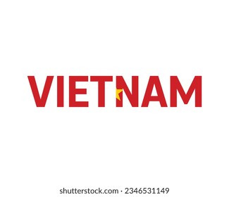 Vietnam with its flag on a white background, Vietnam flag, Vietnam, 2nd September, 2 September, National Day, Independence day, Creative, Concept, Typographic design, Vector Typography Eps Icon