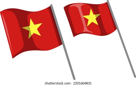 Vietnam flag with pole illustration