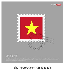 Vietnam Flag Postage Stamp on white background. Vector illustration.