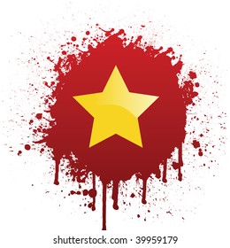 vietnam flag in red spatter
