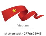 Vietnam flag ribbon on clean white background.