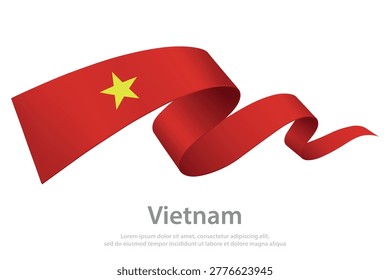 Vietnam flag ribbon on clean white background.