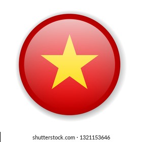 Vietnam flag round bright icon vector Illustration