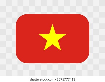 Vietnam flag - rounded rectangle colorful flag representing a country cultural identity and heritage. The essence of national pride and unity. Vector flag on transparent background.