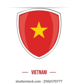 Vietnam flag shield glossy shining vector illustration isolated on white background national day 2nd September celebration of Vietnam. 
brochure, flyer, poster, banner, cover, social media websites