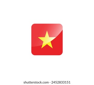 Vietnam flag square 3D style. Vector illustration.