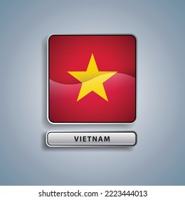 Vietnam flag square button vector illustration
