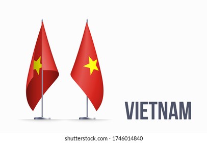 Vietnam flag state symbol isolated on background national banner. Greeting card National Independence Day of the Socialist Republic of Vietnam. Illustration banner with realistic state flag of SRV.