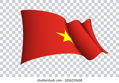 Vietnam flag state symbol isolated on background national banner. Greeting card National Independence Day of the Socialist Republic of Vietnam. Illustration banner with realistic state flag of SRV.